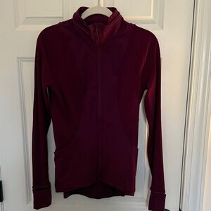 Lululemon Athletica Deep Red Full-Zip Hoodie (packable hood)